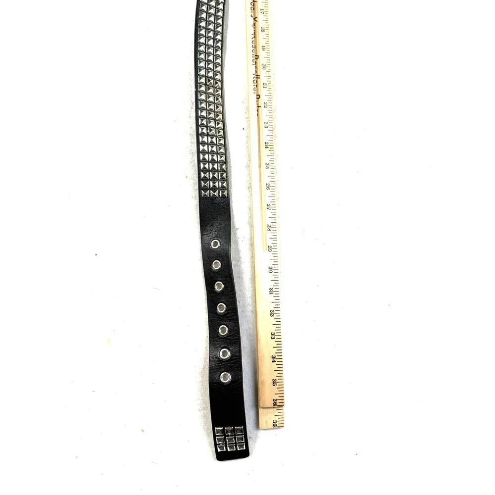 Studded Belt Mens 36 Black Faux Leather Y2K Punk Grunge